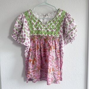 Sister Mary Embroidered Patsy Top-Mixed Pink Floral Small
